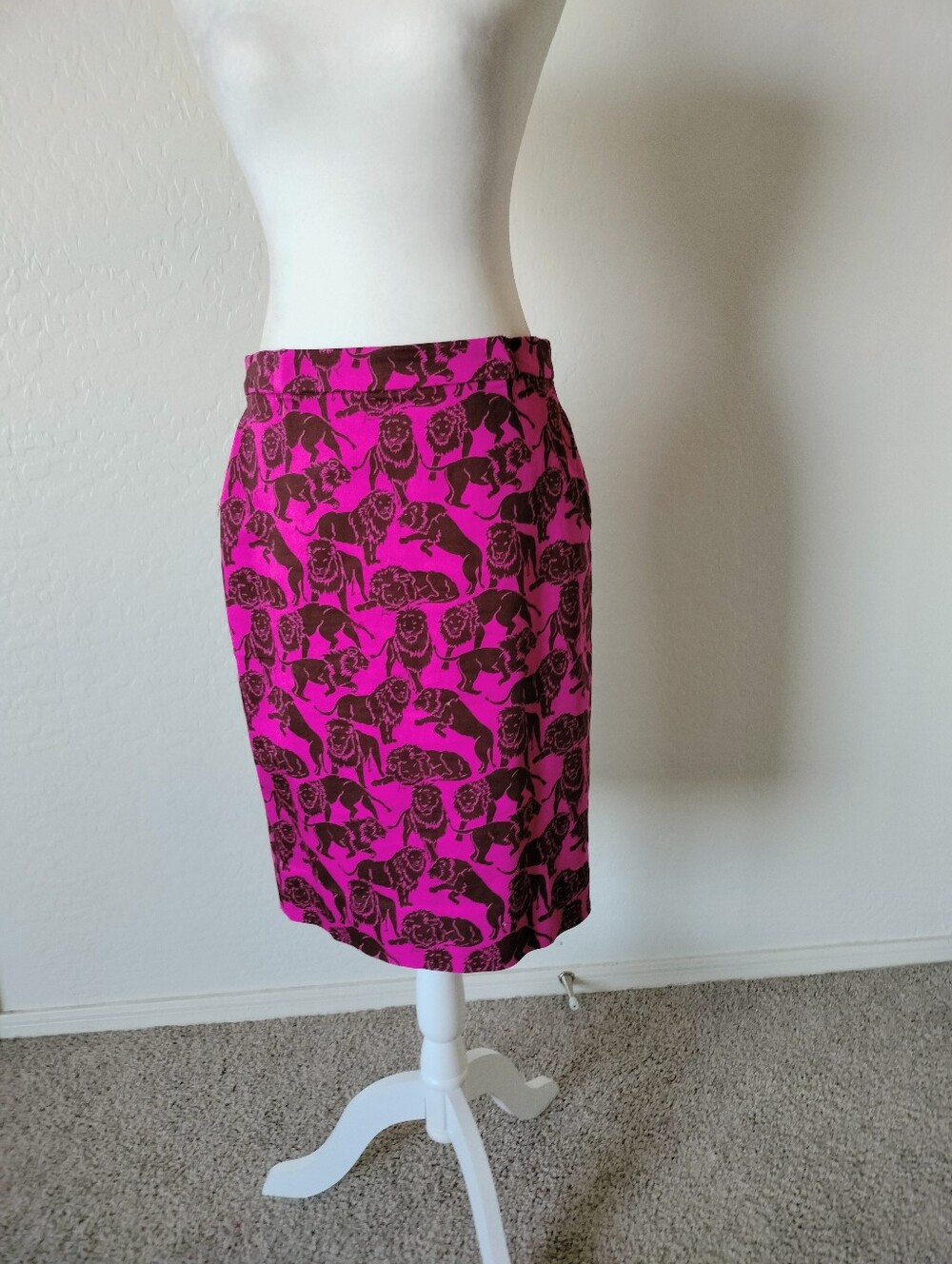 Pink Animal-Print Pencil Skirt